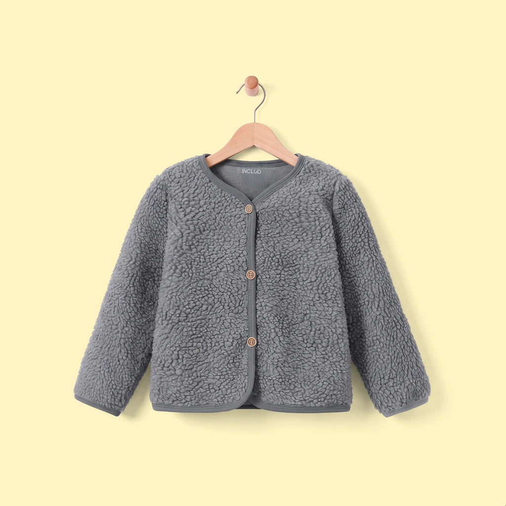 Girls Grey Long Sleeve Fleece Cardigan Sweaters & Cardigans Grey 3-4 Y