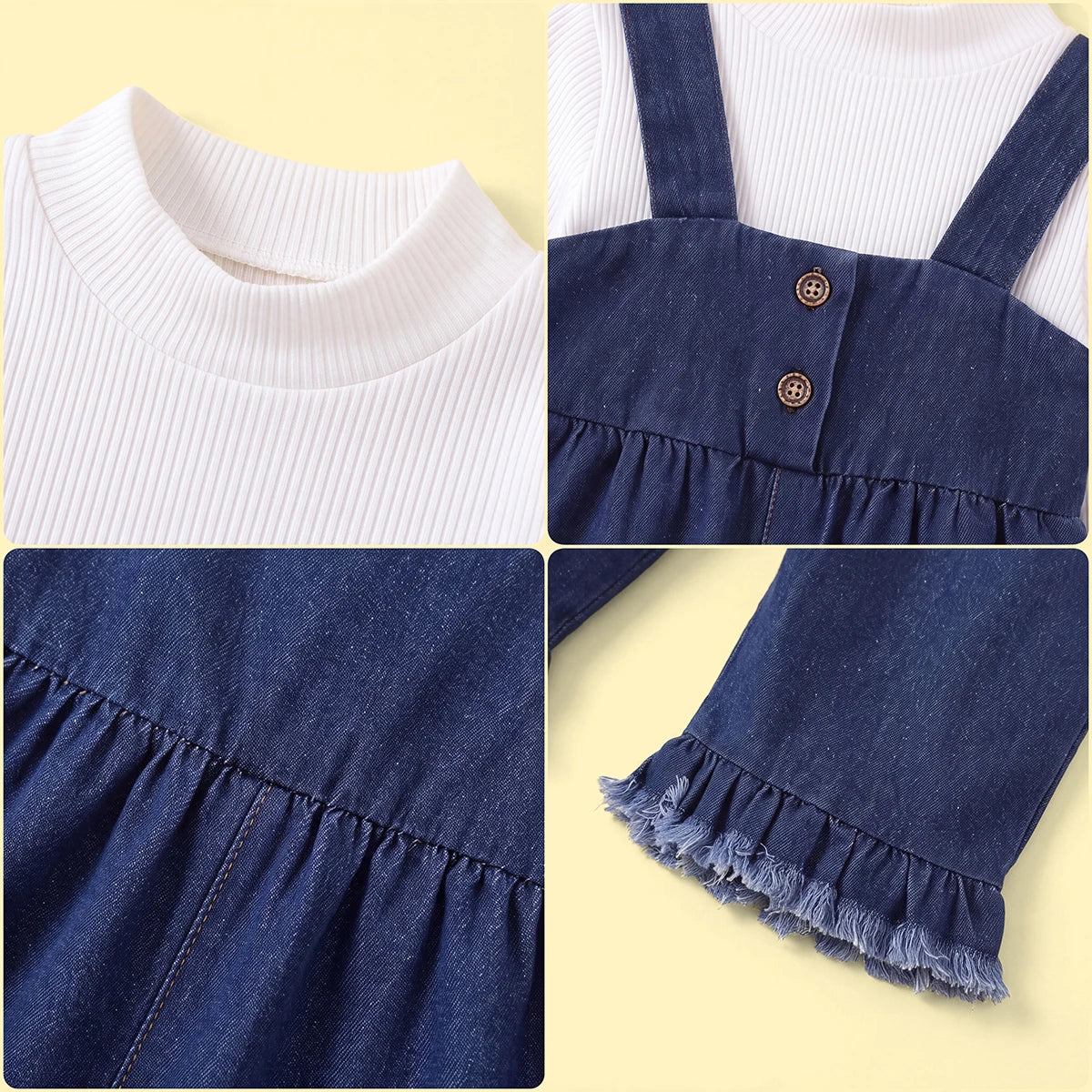 Girls Pullover with Denim Dungaree Set Sets