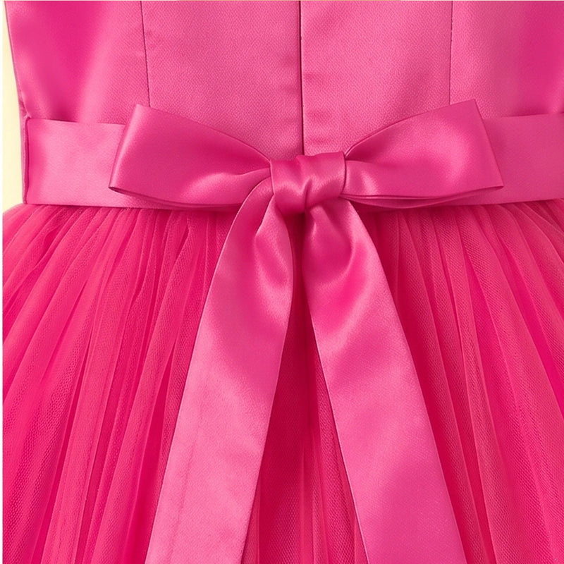 Girls Fuchsia Solid Sleeveless Party Gown Party Dresses