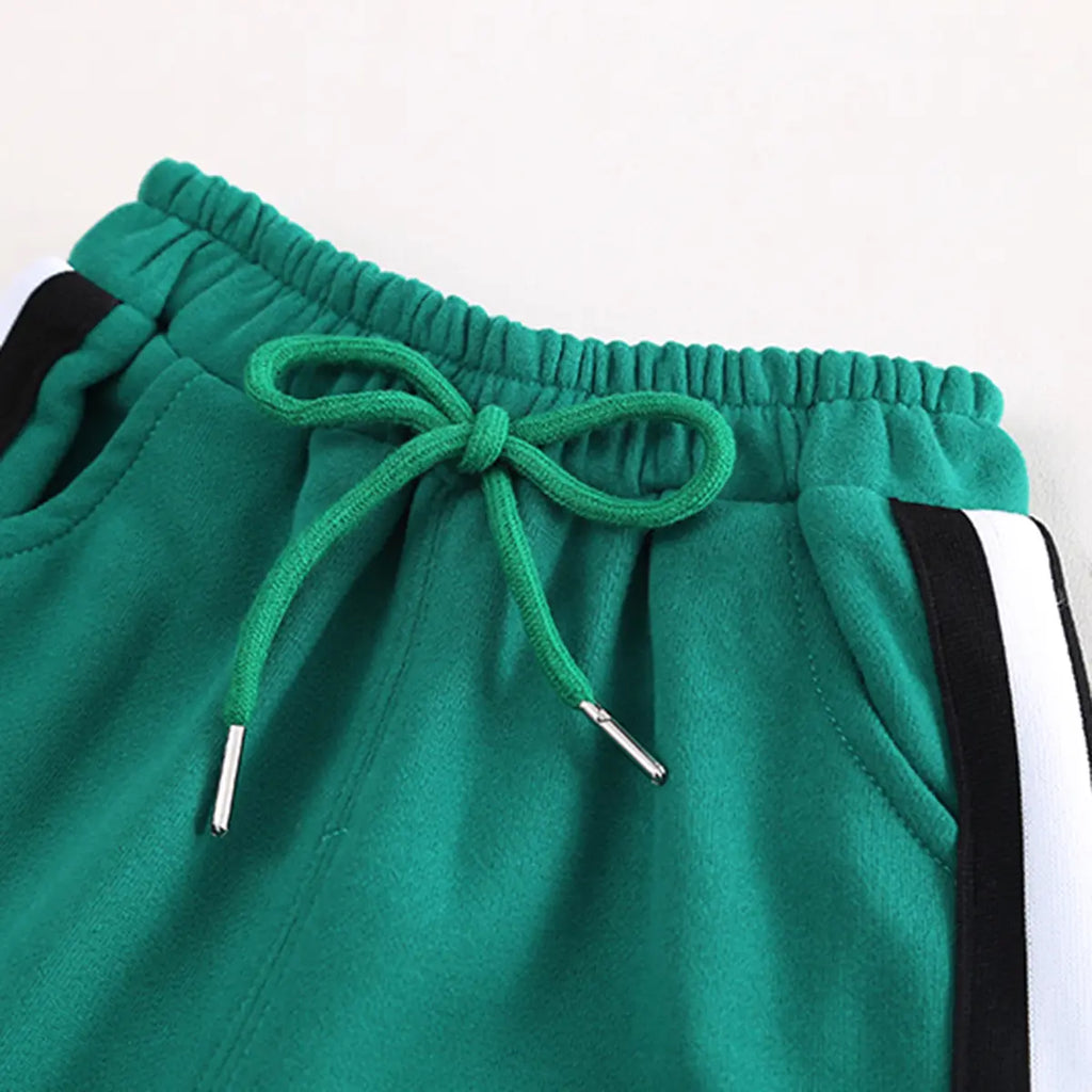 Boys Green Typographic Printed Zipper Jacket With Jogger Co-ord Sets Sets