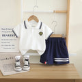 Boys White Short Sleeve Polo T-Shirt With Elasticated Shorts Sets 2 pc. Sets White 1-2 Y