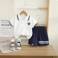 Boys White Short Sleeve Polo T-Shirt With Elasticated Shorts Sets 2 pc. Sets White 1-2 Y