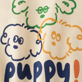 Boys Beige Puppy Print Short Sleeve T-Shirt Tshirts