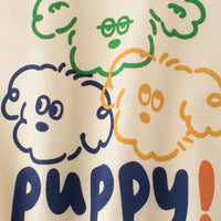 Boys Beige Puppy Print Short Sleeve T-Shirt Tshirts