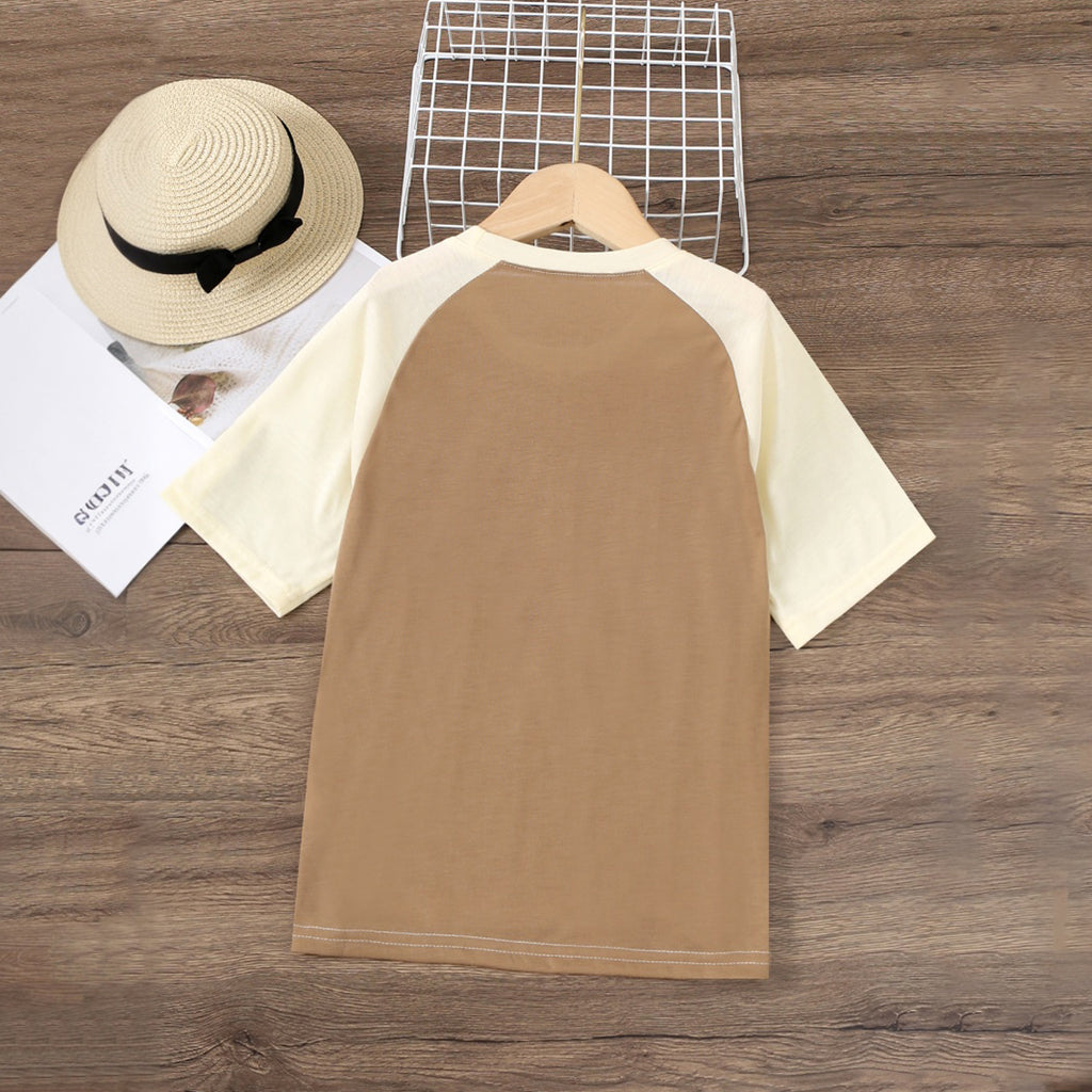 Boys Brown Reglan Short Sleeves T-Shirt Tshirts