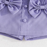 Girls Purple Sleeveless Top With Big Bow And Shorts Sets 2 pc. Sets