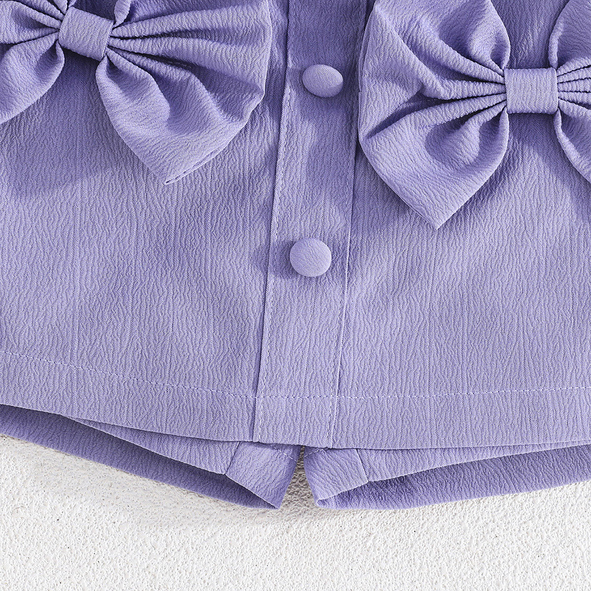 Girls Purple Sleeveless Top With Big Bow And Shorts Sets 2 pc. Sets