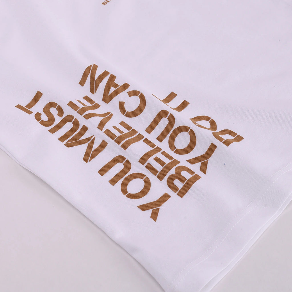 Boys White Typography Print Short Sleeve T-Shirt With Drawstring Shorts Sets Sets