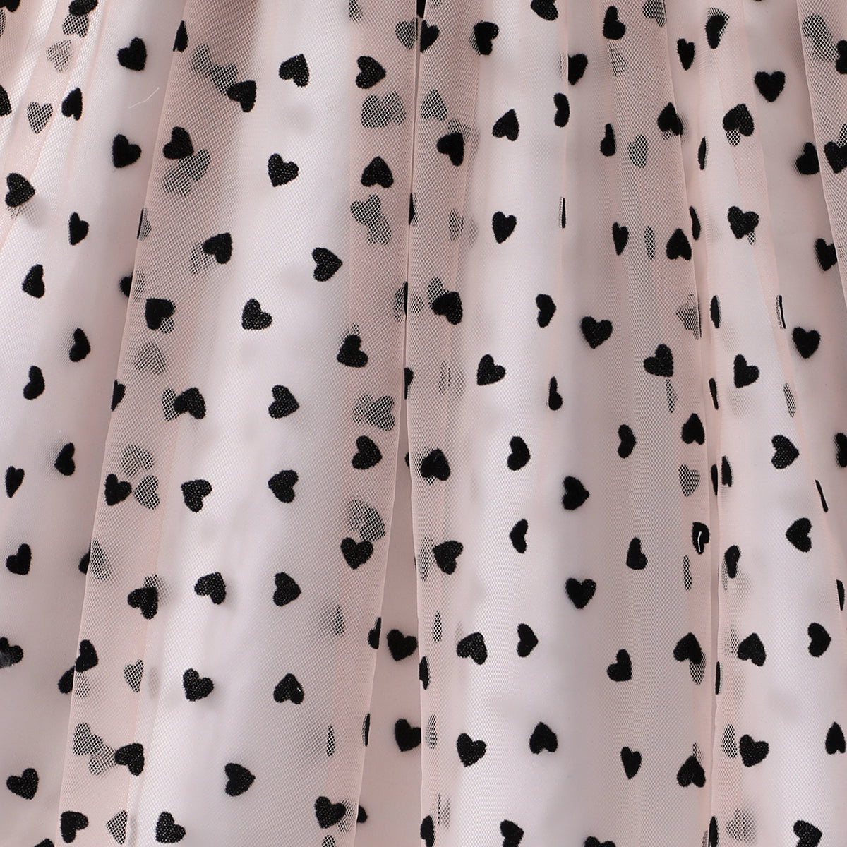 Girls Pink Long Sleeve Heart Print Fit & Flare Tulle Dress Casual Dresses