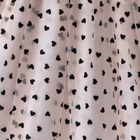 Girls Pink Long Sleeve Heart Print Fit & Flare Tulle Dress Casual Dresses