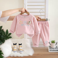 Girls Pink Embroidered Sweatshirt With Pants Set 2 pc. Sets Pink 1-2 Y