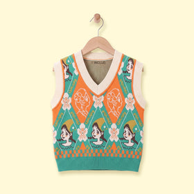Girls Multicolour Jacquard Sleeveless Sweater Vest Sweaters & Cardigans Multicolor 3-4 Y