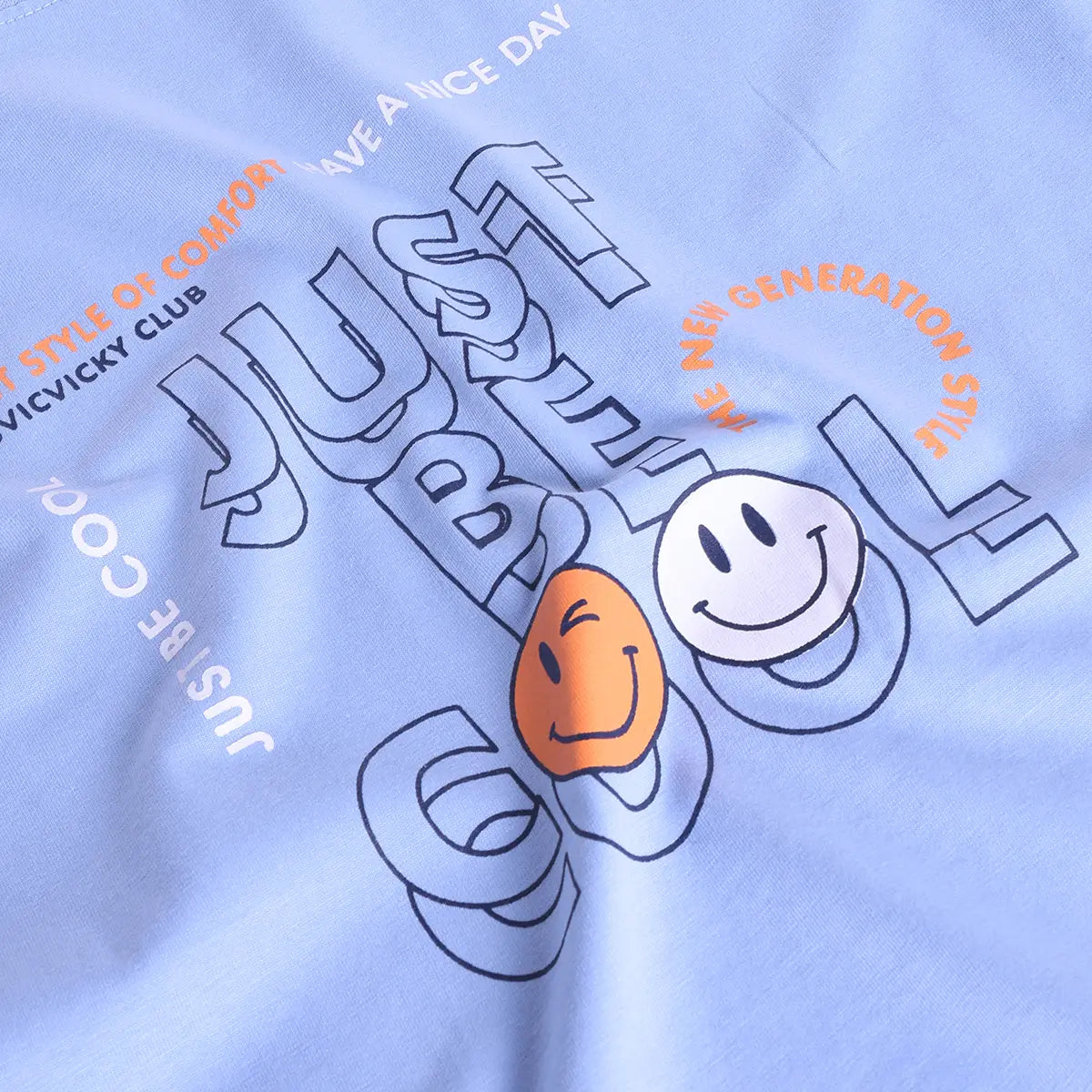 Boys Light Blue Graphics Print T-Shirt With Elasticated Pants Sets Sets