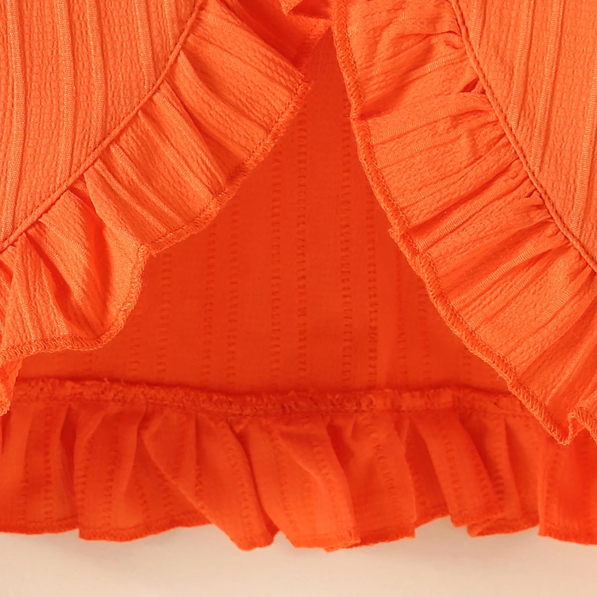 Girls Orange Textured Long Sleeve Shrug Tops