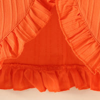 Girls Orange Textured Long Sleeve Shrug Tops