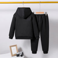 Boys Black Yoga Printed Hooded Sweatshirt with Joggers Set Sets