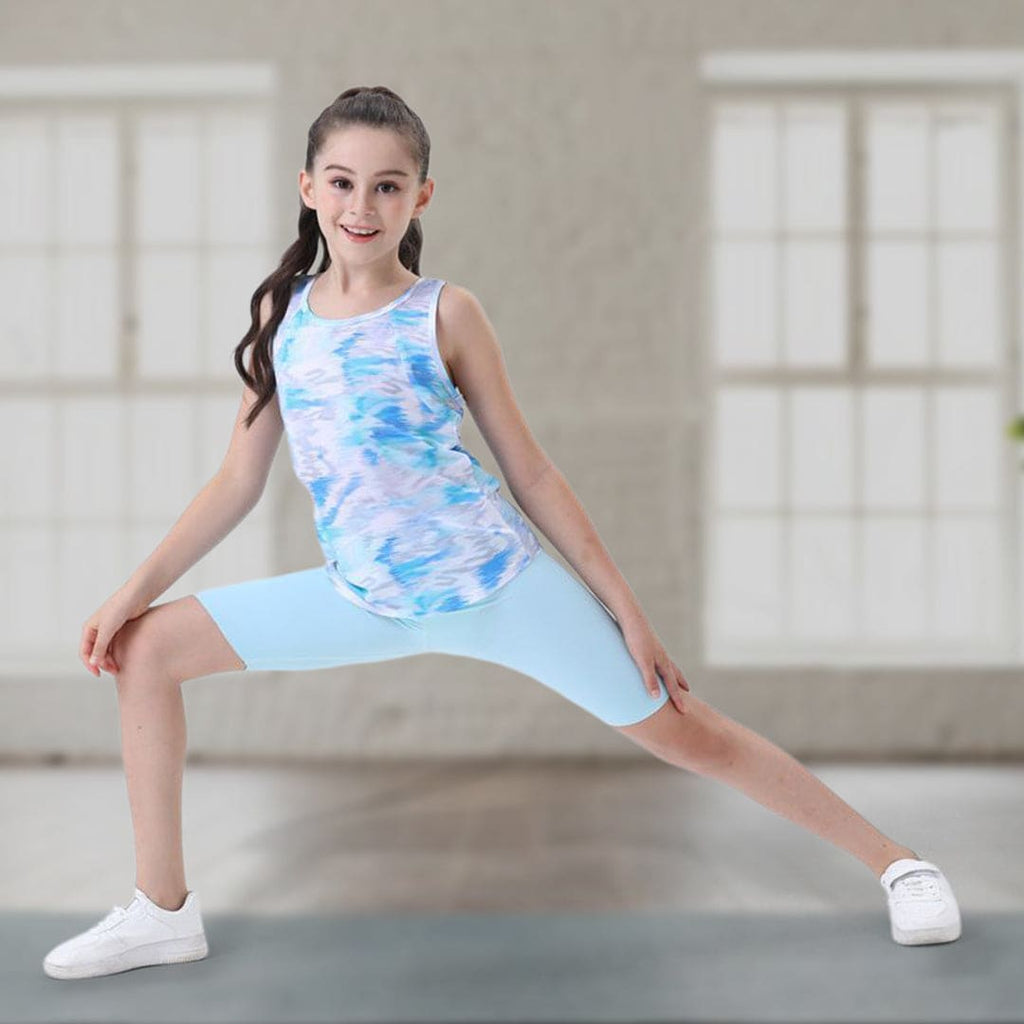 Girls Elasticated Printed Vest With Sports Shorts