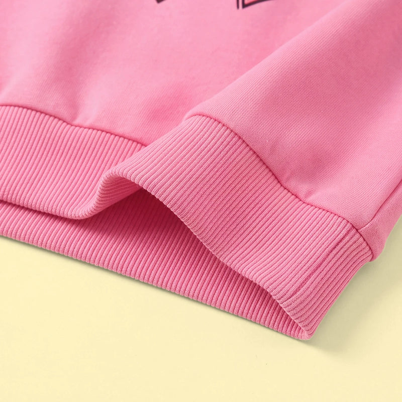 Girls Pink Heart Print Long Sleeve Sweatshirt Sweatshirts & Hoodies