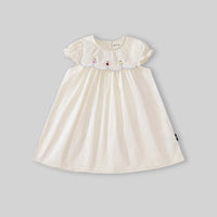 Girls Off-White Embroidered Puff Sleeve Fit & Flare Dress Casual Dresses