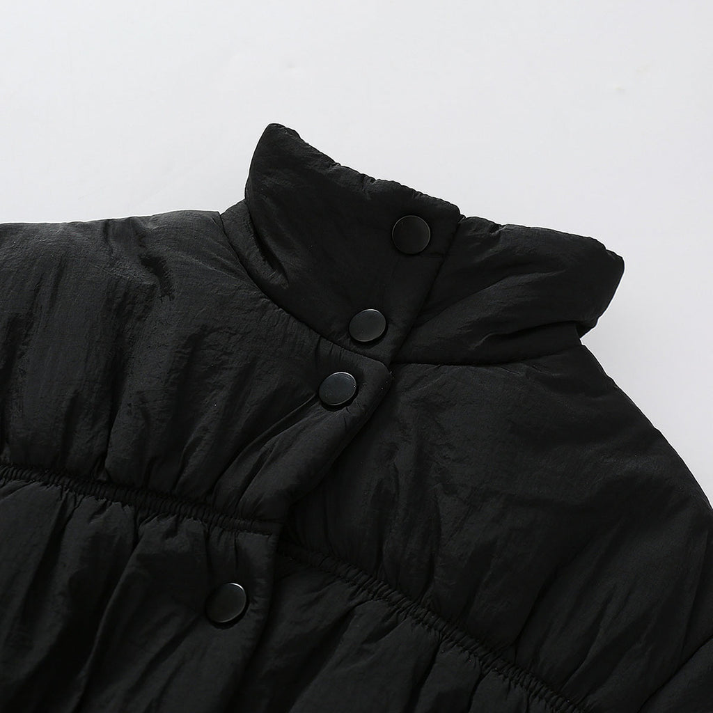 Girls Black Solid Puffer Winter Jacket Coats & Jackets