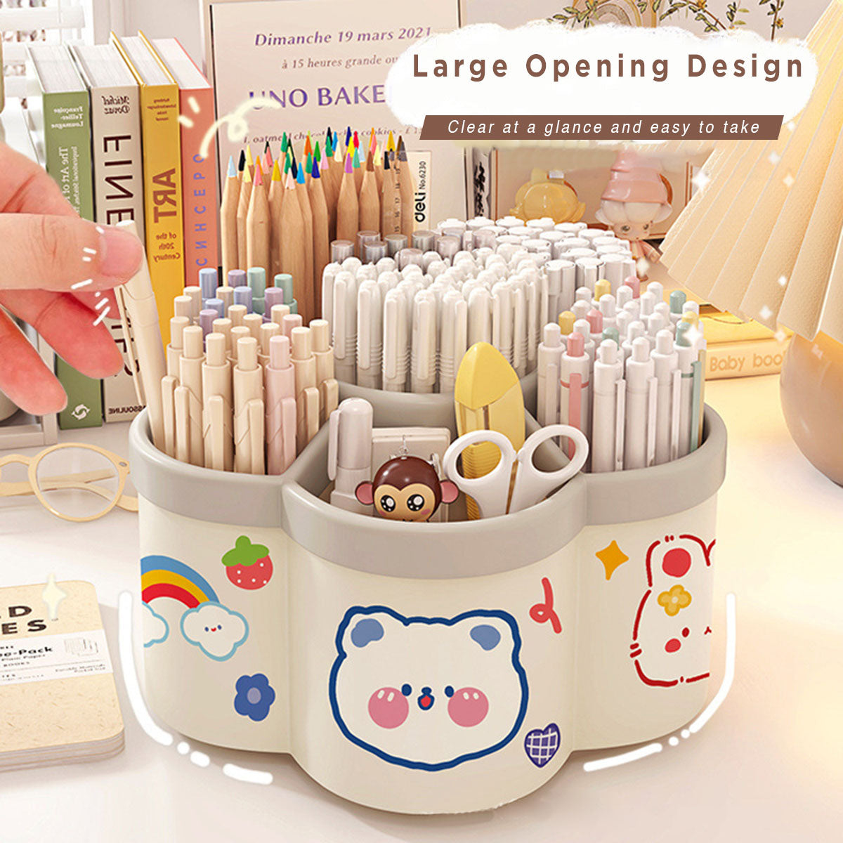 Kids Pink Multi-Functional Paint Brush Rinser & Desk Organizer Trending Accessories Off White Onesize