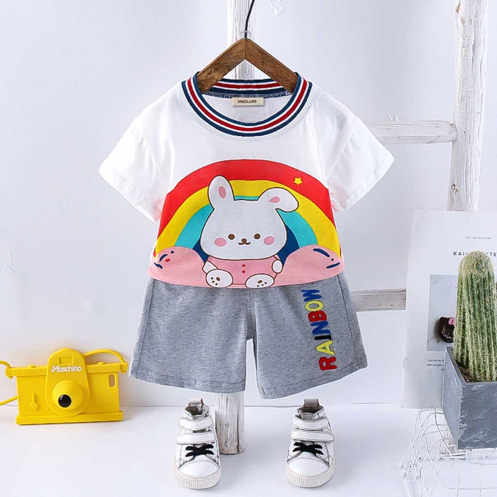 Boys Graphic Print T-Shirt With Shorts Set