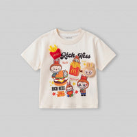 Girls Off White Short Sleeve Graphic T-Shirt Tshirts Off White 1-2 Y