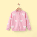 Girls Pink Self Heart Design Winter Cardigan Sweaters & Cardigans Pink 2-3 Y