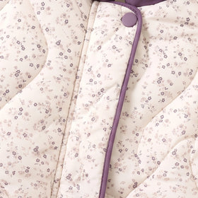 Girls Purple Floral Print Long Sleeve Quilted Jacket Coats & Jackets