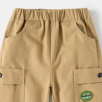 Boys Khaki Utility Cargo Pants With Elasticated Waist Band Pants