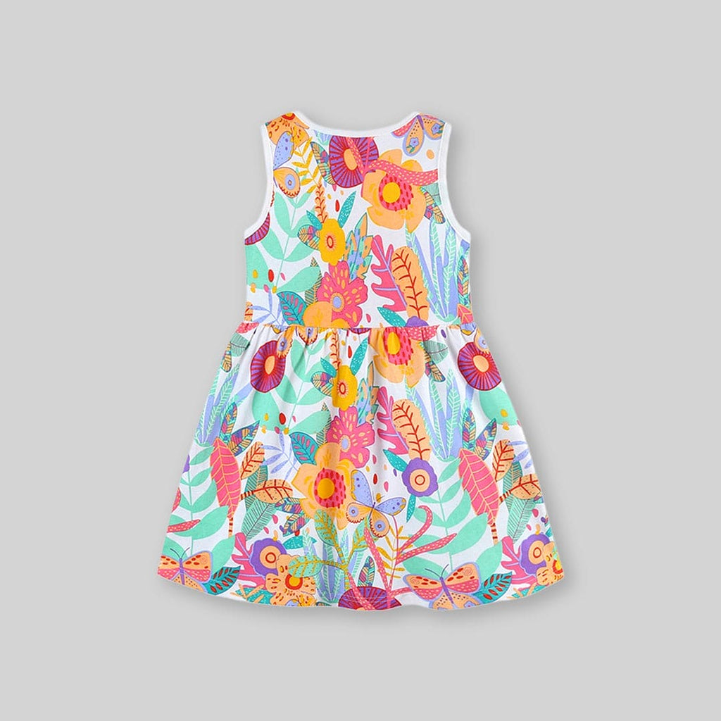 Girls Sleeveless Butterfly Print Fit & Flare Dress Casual Dresses   