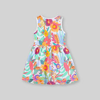 Girls Sleeveless Butterfly Print Fit & Flare Dress Casual Dresses   