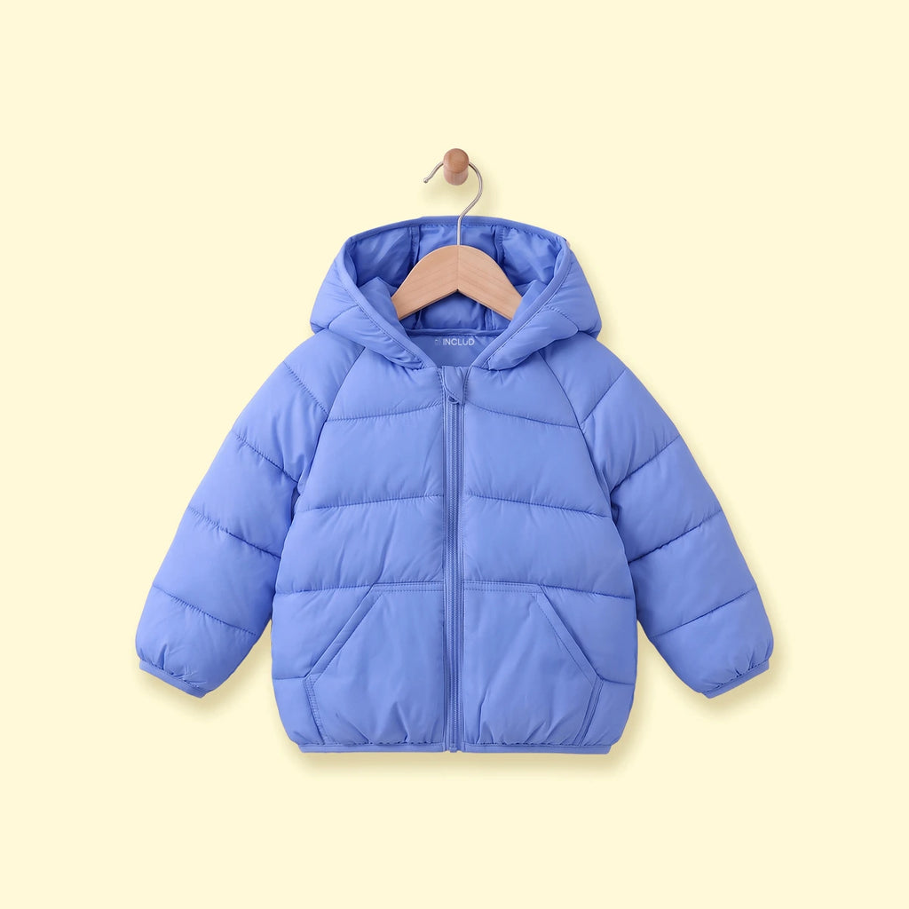 Boys Blue Hooded Quilted Puffer Jacket Coats & Jackets Blue 1-2 Y