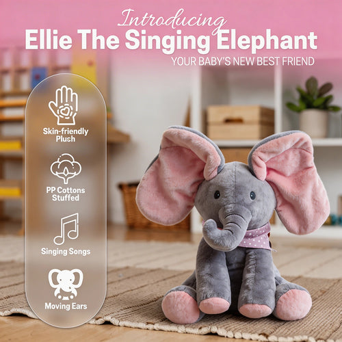 Baby Pink Peek-a-Boo Musical Elephant Plush Toy Trending Accessories