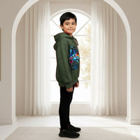 Boys Green Car Graphics Hoodies Sweatshirt Sweatshirts & Hoodies
