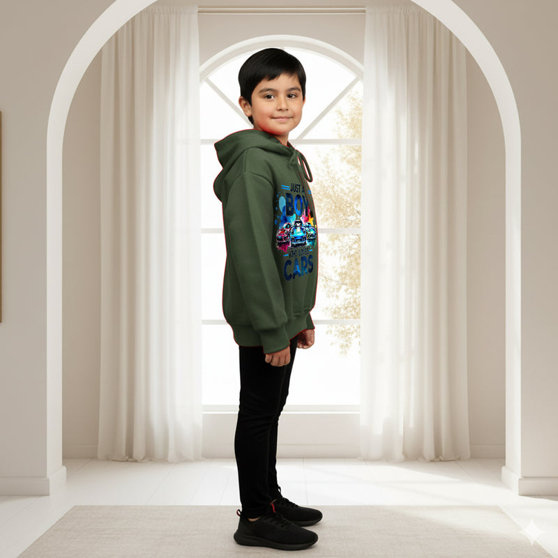 Boys Green Car Graphics Hoodies Sweatshirt Sweatshirts & Hoodies