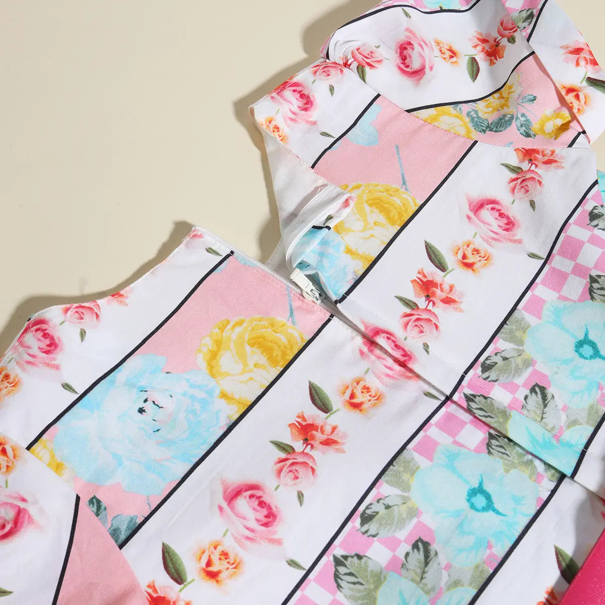 Girls Pink Floral Short Sleeve Fit & Flare Dress With Belt Casual Dresses