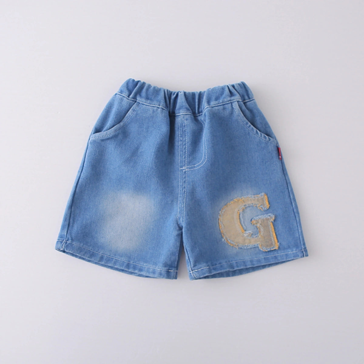 Boys Dark Grey Letter G Printed T-Shirt With Denim Shorts Set Sets