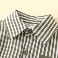 Boys Green Striped Long Sleeve Shirt With Pants Sets 2 pc. Sets