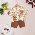 Girls Brown Capybara Print Short Sleeve T-Shirt With Shorts Sets 2 pc. Sets Brown 3-4 Y