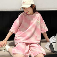 Girls Tie & Dye Short Sleeves T-Shirt With Shorts Set Sets   