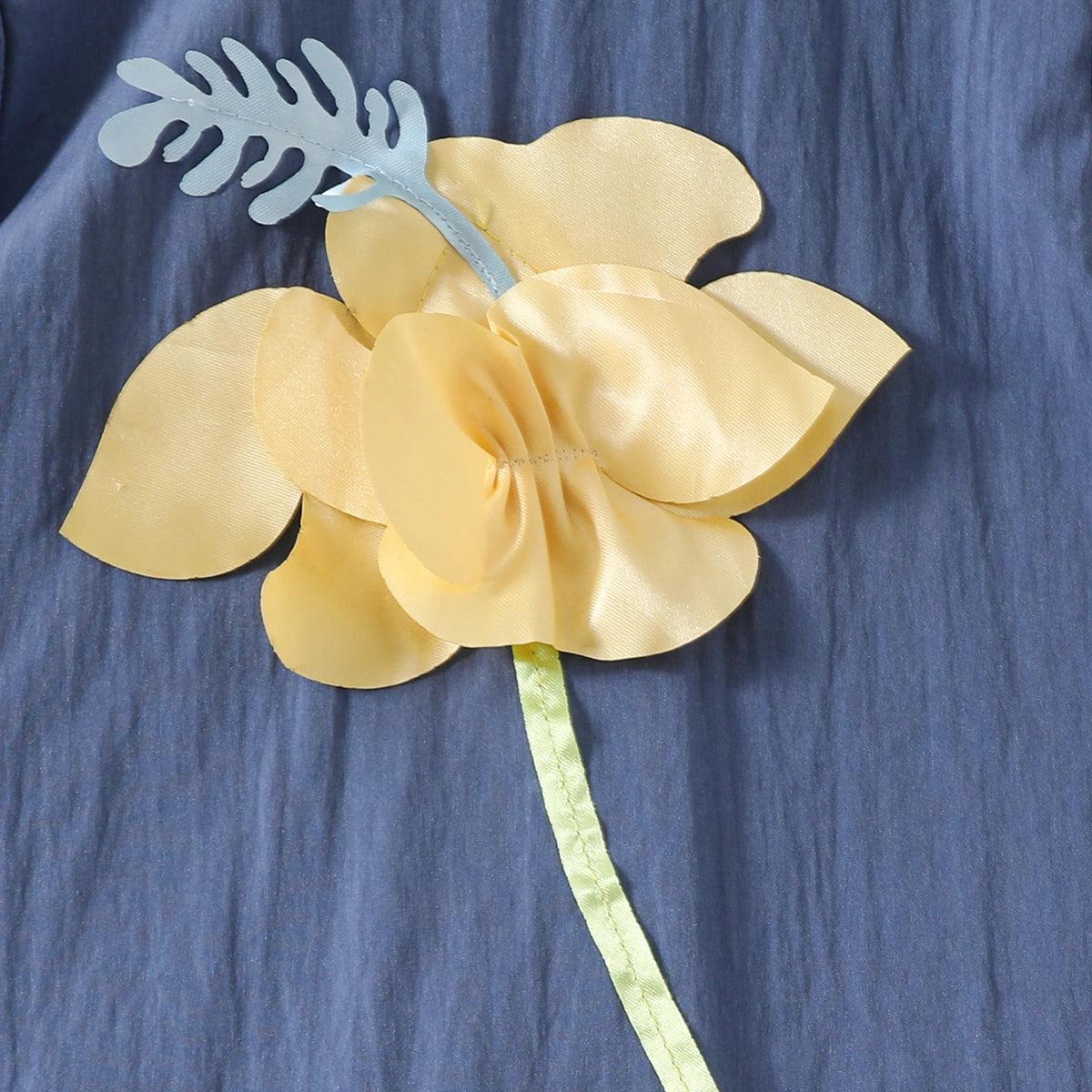 Girls Blue 3D Flower Applique A-line Dress Casual Dresses