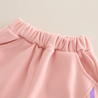 Girls Pink Applique Regular Sweatshirt With Trousers Sets 2 pc. Sets