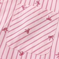 Girls Light Pink Striped Long Sleeve Shirt Shirts