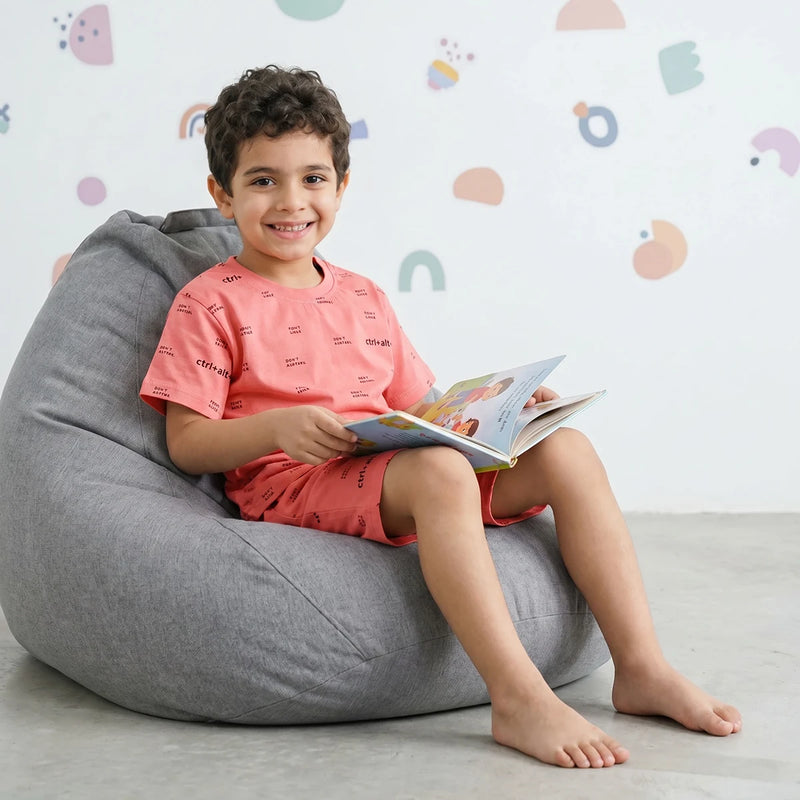 Boys Peach Typographic Short Sleeve T-Shirt With Elasticated Shorts Sets Sets