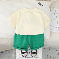 Boys 3D Lion Appliqued T-Shirt With Green Shorts Set 2 pc. Sets