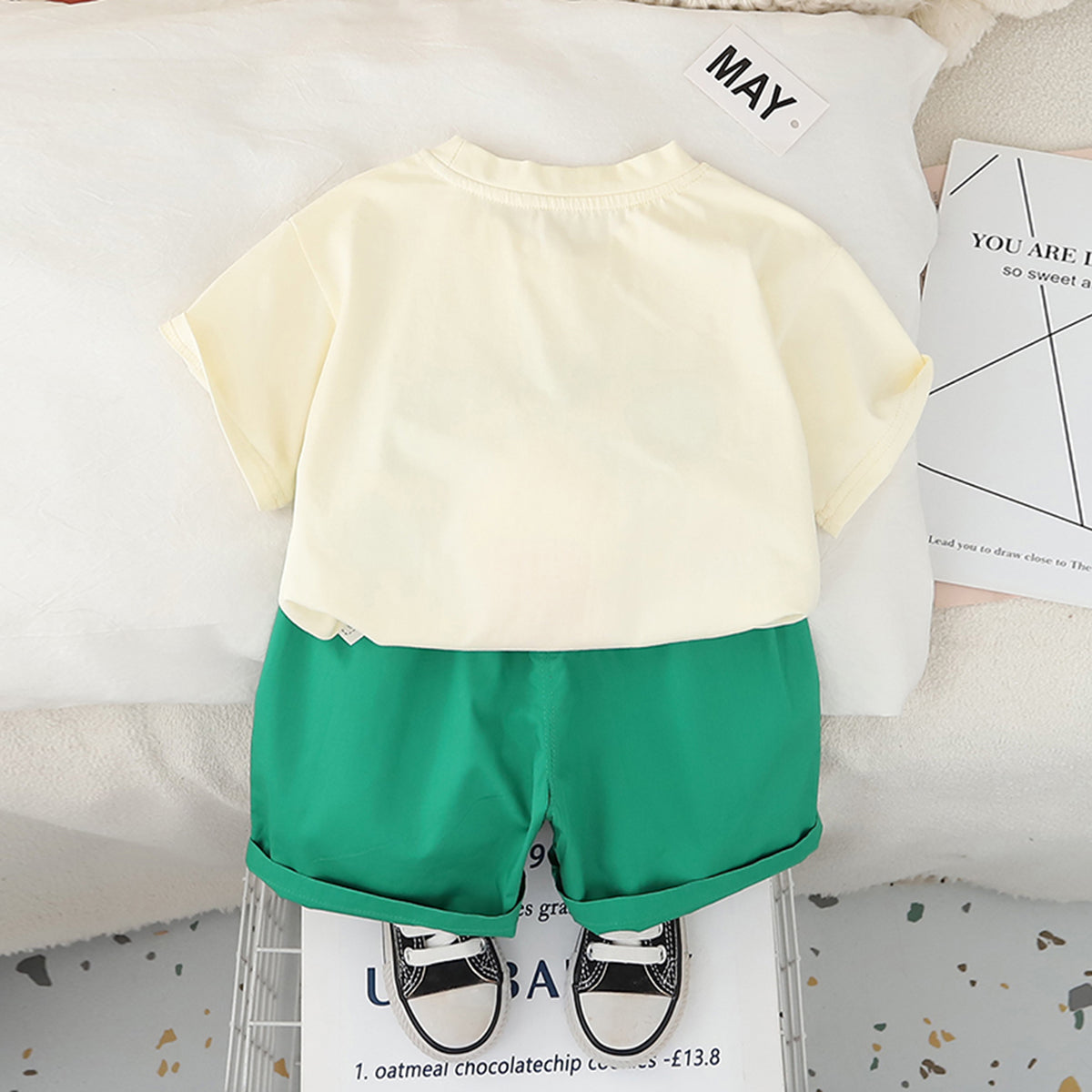 Boys 3D Lion Appliqued T-Shirt With Green Shorts Set 2 pc. Sets