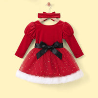 Girls Santa Inspired Fit & Flare Embellished Dress Casual Dresses