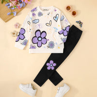 Girls Off White Floral Printed Sweatshirt With Pant sets Sets Off White 3-4 Y
