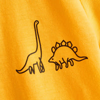 Boys Yellow Dinosaur Printed Short Sleeves T-Shirt Tshirts